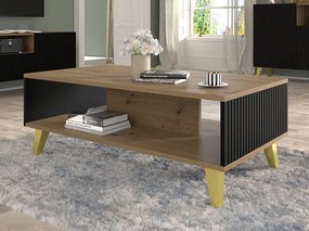 Ława kawowa dąb artisan z czarnymi lamelami - Melis 13X