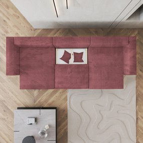 Masseno Narożnik SARMO z funkcją spania i pojemnikiem na pościel Narozniki U, Rozkładana sofa - Pudrowy róż, TILIA 62