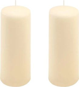 Zestaw świec słupkowych, 20 cm, Ø 7,5 cm, kremowy, 2 sztuki.