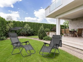 Składany leżak ogrodowy z regulowanym daszkiem Corfu 009, szary