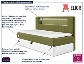 Oliwkowe tapicerowane łóżko z pojemnikiem 3 rozmiary A9-P36
