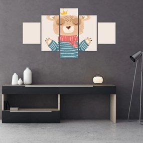 Obraz - Beżowy miś z koroną (125x70 cm)