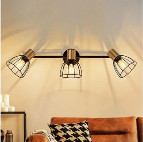 Kinkiet NETTLIFE w stylu vintage, czarny, metalowy, 3xE14, regulowany w zakresie 350°, styl retro, do salonu, przedpokoju, sypialni (żarówki nie są dołączone)