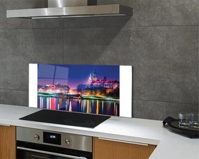 Panel Szklany Nocna Panorama Krakowa nad Wisłą