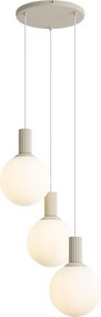 Skandynawska lampa wisząca beżowa z opalowym szkłem 3-punktowa - Polly