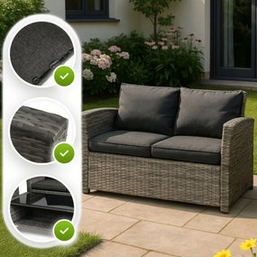 Zestaw Mebli Ogrodowych DOVER Szary Sofa Fotele Stolik Tarasowy Technorattan Nowoczesny