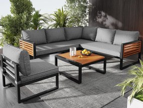 Zestaw mebli ogrodowych 5-6 miejscowy - z konstrukcją z ocynkowanej stali - 1 fotel - 1 stół - Szary