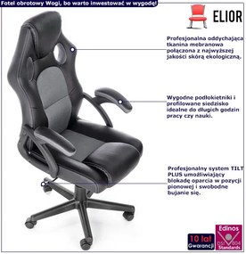 Fotel obrotowy gamingowy czarny + popiel M1-N65