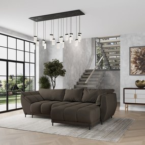Masseno Narożnik VESTANO  z funkcją spania i pojemnikiem na pościel Narozniki L, Rozkładana sofa - Brązowy, MATT VELVET 29