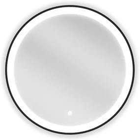Mexen Esso lustro łazienkowe podświetlane, okragłe 60 cm, LED 6000K, antypara, rama czarna - 9825-060-060-611-50
