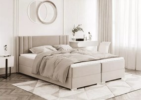 Łóżko kontynentalne Malaga boxspring z pojemnikami materac bonellowy tapicerowane