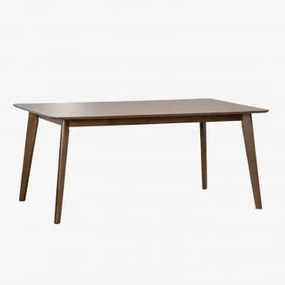 Prostokątny Stół Jadalniany 180x90 Cm Z Mdf I Drewna Kauczukowego Kerhen Ciemne Drewno - Sklum