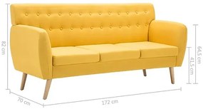 3-osobowa żółta sofa pikowana - Lilia