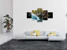 Obraz leśnego wodospadu (125x70 cm)