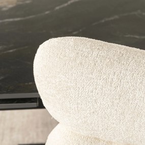 Krzesło Tapicerowane Obrotowe ALVARO Kremowe Boucle Nowoczesne