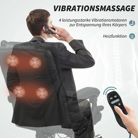 Vinsetto Fotel biurowy z funkcją masażu, z podnóżkiem, regulowany, 64 cm x 70 cm x 118 cm, Czarny