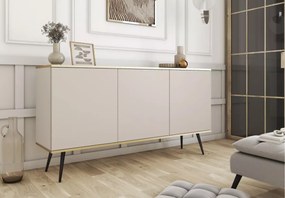 Nowoczesna komoda Melvo z półkami, metalowe nogi, push-to-open, pojemna szafka do salonu i sypialni