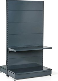Regał sklepowy obustronny, pełne ścianki, 1600 x 1000 x 900 mm, podstawowy, antracyt
