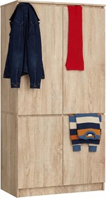 4 Drzwiowa Szafa Z Drążkiem I Półkami Dąb Sonoma S3-W53