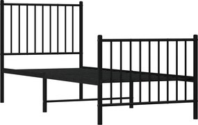Czarne pojedyncze łóżko metalowe 90x200 cm D6-L41