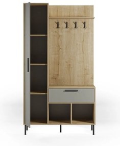 Zielono-naturalny zestaw do przedpokoju w dekorze dębu 108x195x35 cm Heidy – Marckeric