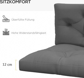 Outsunny Poduszka do Siedzenia Poduszki do Siedziska, Z Poduszki z Guzikami, 120 x 80 x 12 cm, Szary