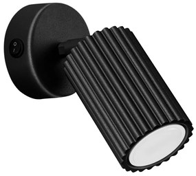 Kinkiet KARBON czarny ryflowany z włącznikiem SOLLUX  LIGHTING