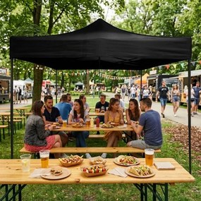 Pawilon ogrodowy eventowy FGA1, 3x3 m, automatyczny ze ściankami - namiot zamykany, czarny