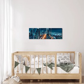 Obraz  - Noc w Dubaju (z zegarem) (90x30 cm)