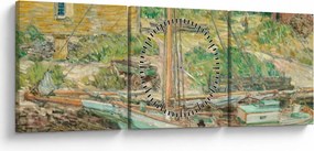Obraz - Childe Hassam, Oyster Sloop, Cos Cob, reprodukcje (z zegarem) (90x30 cm)