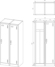 Szafa socjalna czterokomorowa Kacper 80x50x180 cm szara