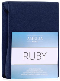 Ciemnoniebieskie prześcieradło frotte z gumką 180x200 cm Ruby – Restilo