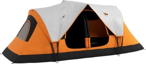 Outsunny Namiot Campingowy z 2 Pokojami, Przegrodą, dla 8 Osób, Ochrona przed Deszczem, Pomarańczowy