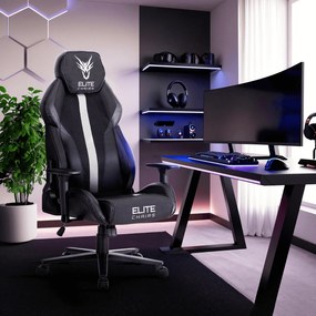 Fotel Gamingowy Obrotowy NEXON Czarny/Biały Nowoczesny