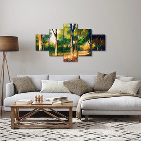 Obraz lasu w letnim słońcu, malarstwo (125x70 cm)