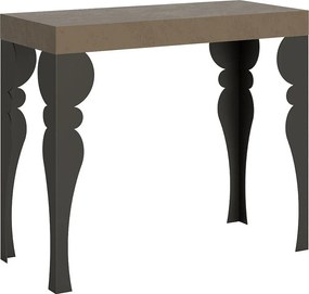 Konsola rozkładana 90x40/196 cm Paxon Small Szaro-beżowy rama w kolorze Antracytu