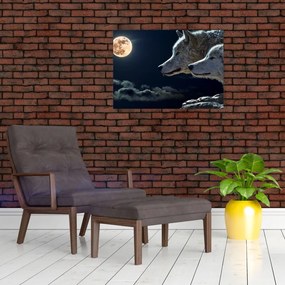 Obraz wilków wyjących do księżyca (70x50 cm)