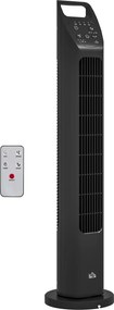 HOMCOM Wentylator stojący, wieżowy, klimatyzacja, 3 tryby, obrotowy, timer, Czarny