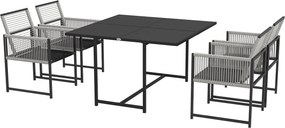 Outsunny Zestaw Mebli Ogrodowych 5-częściowy Jasnoszary+Czarny | Aosom PL