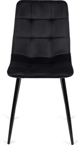 Zestaw Stół Rozkładany SAMER 120-160 cm Dąb/Czarny i 4 Krzesła Tapicerowane PERU Czarne Welurowe