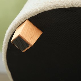 HOMCOM Okrągły stołek z miejscem do przechowywania, wiekiem i nogami z drewna, pufa do salonu, przedpokoju, sypialni, kremowobiały