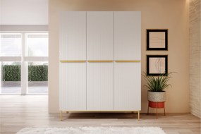 Szafa Nicole 150 cm z półkami - biały mat / złote nóżki