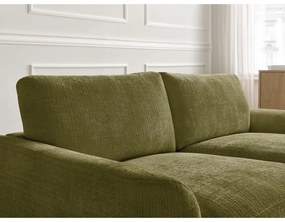 Narożnik z tkaniny szenilowej (prawostronny/z szezlongiem) w kolorze khaki Leonore – Bobochic Paris