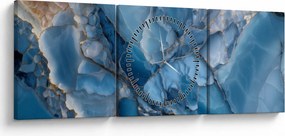 Obraz - Niebieski zróżnicowany marmur (z zegarem) (90x30 cm)
