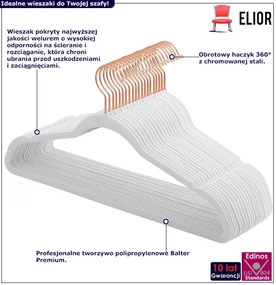 Zestaw 20 Białych Wieszaków Welurowych F8-Z36