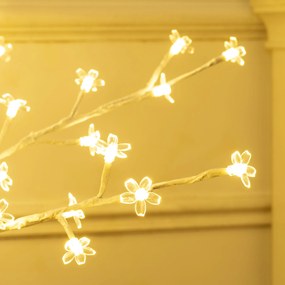 HOMCOM Sztuczne drzewko wiśniowe LED, 120 LED, 3 poziomy jasności, ciepła biel, realistyczna kora, 21 x 21 x 150 cm