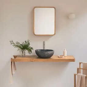 Zestaw Mebli Łazienkowych 130x45 Cm Wiszący Z Drewna Tekowego Neill Drewno Tekowe & Szczotkowana Szarość ↑30 Cm Z Zaworem Spustowym Bez Przelewu Orvet