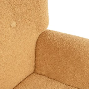 Fotel tapicerowany MOSS w tkaninie TEDDY BOUCLÉ musztardowy HOMLA