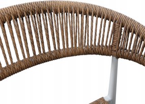 Krzesło Ogrodowe Białe 56x60x78 cm Plecione Brązowe Sznurki Nowoczesne