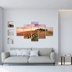 Obraz - Dom na wzgórzu, Toskania, Włochy (125x70 cm)